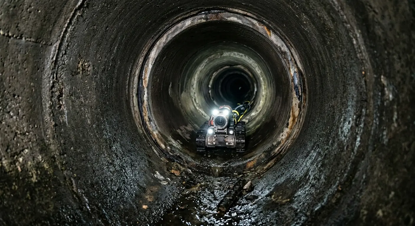 Robotic sewer camera inspecting pipe interior for Sewer Line Cleaning in Grand Junction